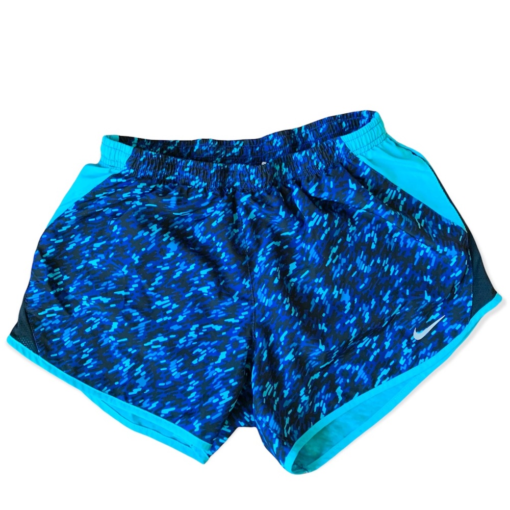 Nike Dry-fit multi blue & black lined running shorts small S draw strings pocket